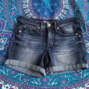 High Rise Midi Jean Shorts